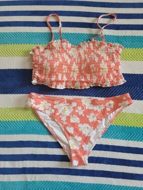 Coral Floral Two-Piece Bikini Set